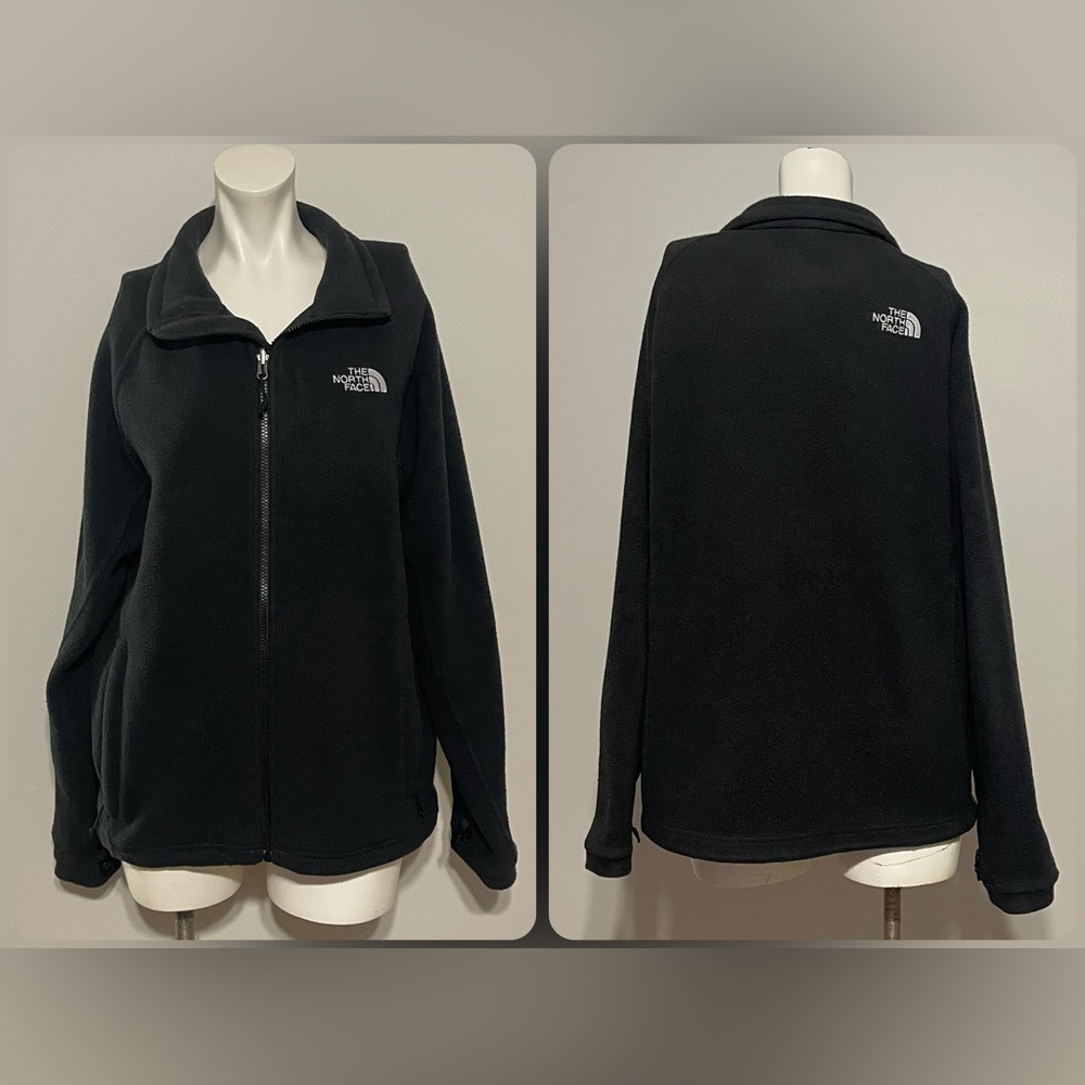 Vintage Y2K The North Face Men’s Thick Black Fleece Full Zip Collared Jacket M